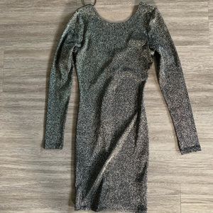 NWOT Metallic Silver and Black H&M Bodycon mini dress